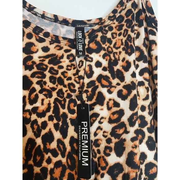 Lock & Love Womens A Line Dress Brown Leopard Medium Animal Print Sleeveless NWT - Picture 2 of 5